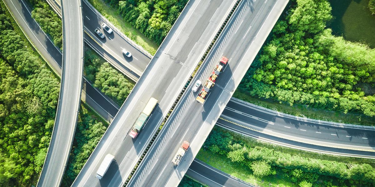 Aerial Street View of logistics route