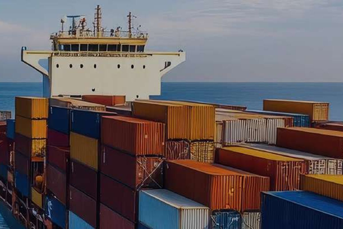 Boat carrying shipping containers