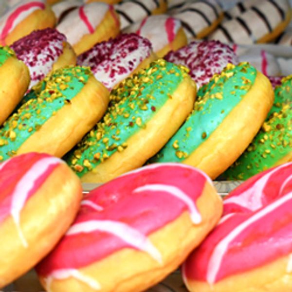 Doughnuts in display case