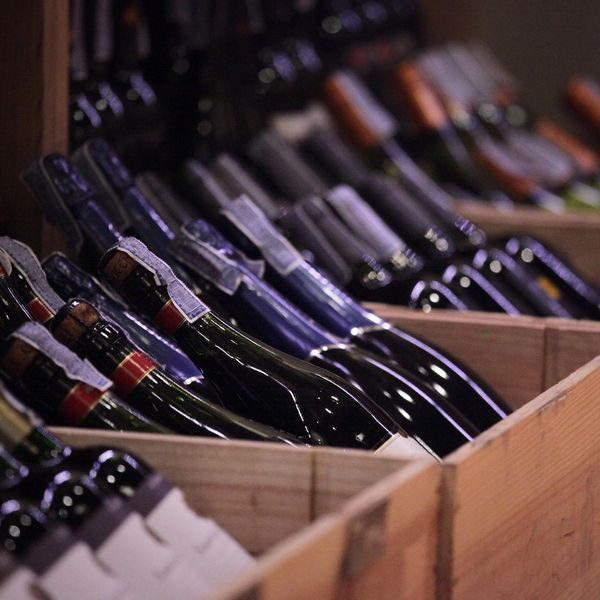 Wine and champagne bottles