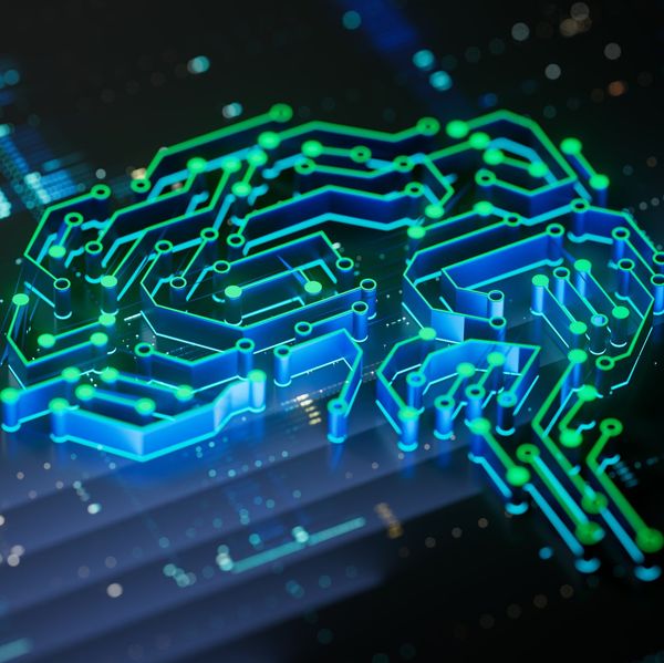 Green and blue circuits on a circuit board