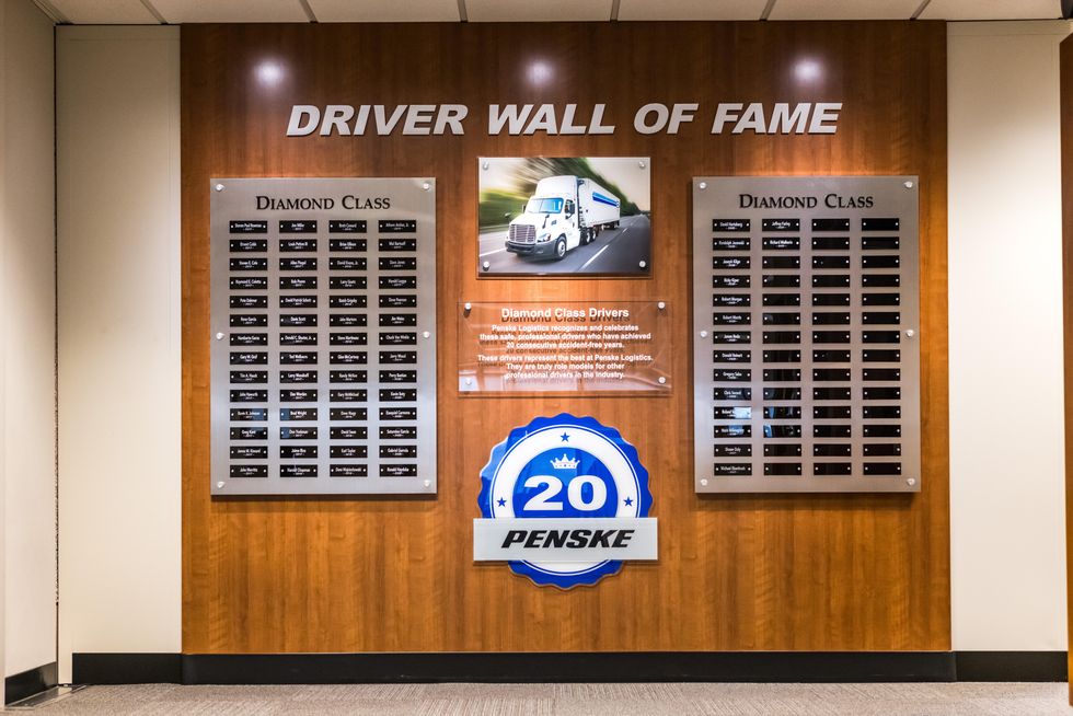 Penske Logistics Driver Wall of Fame display