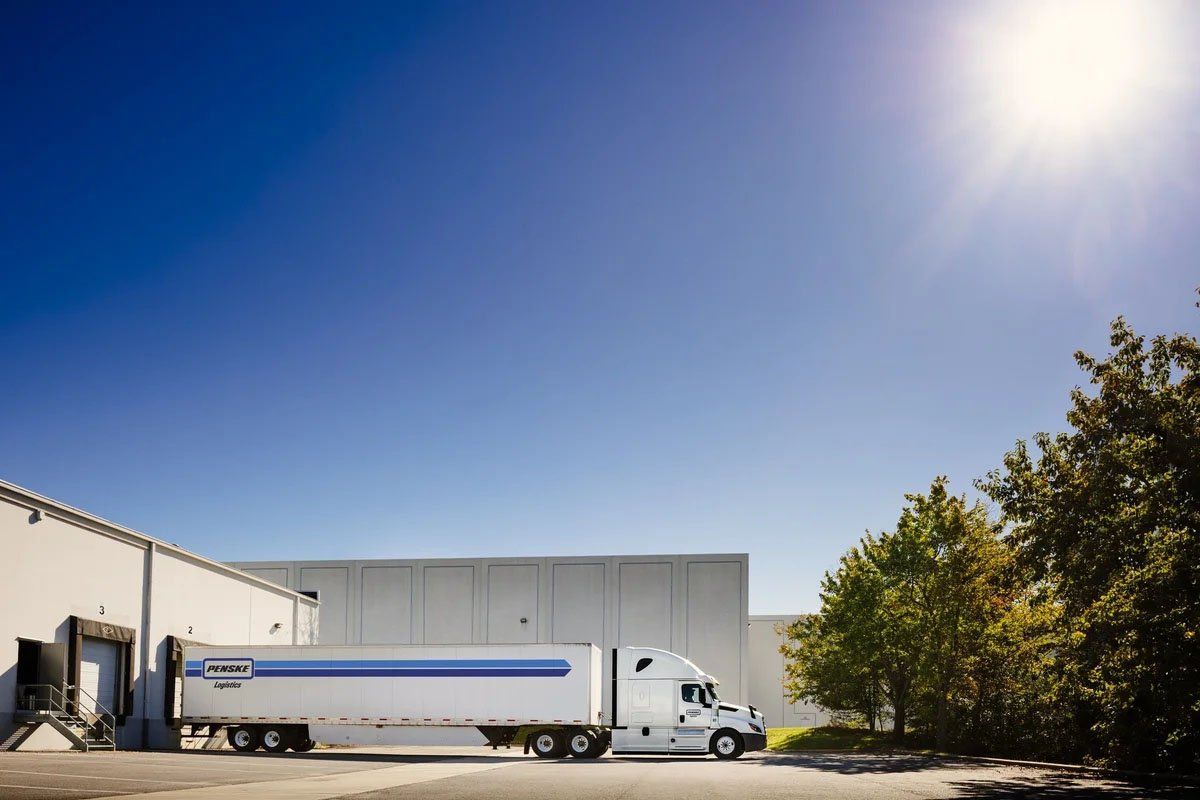 Penske logistics truck at dock