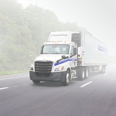 Penske truck in fog