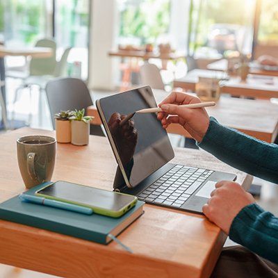 person using tablet