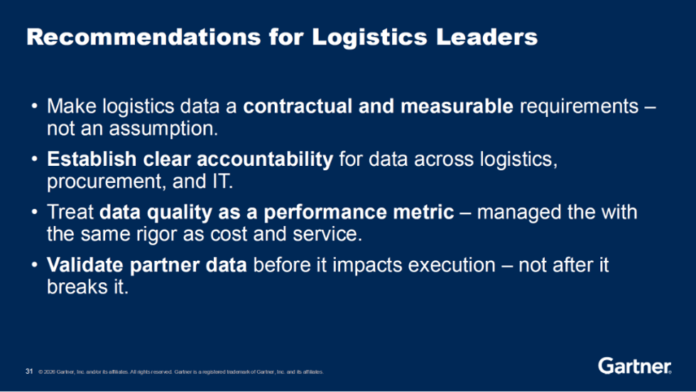 Recommendations for logistics leaders on data management and accountability.