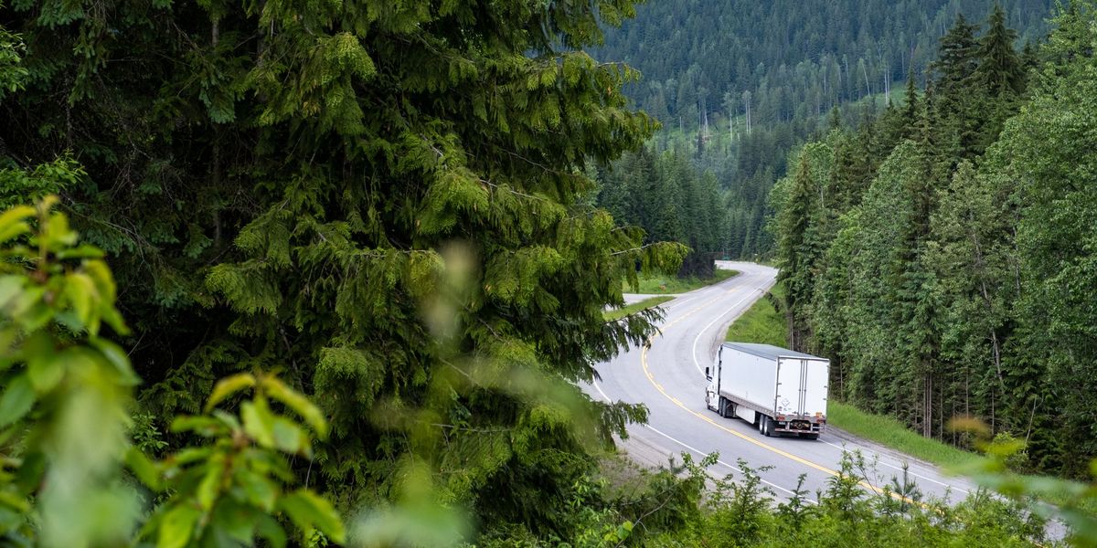 Truck moving freight on the highway