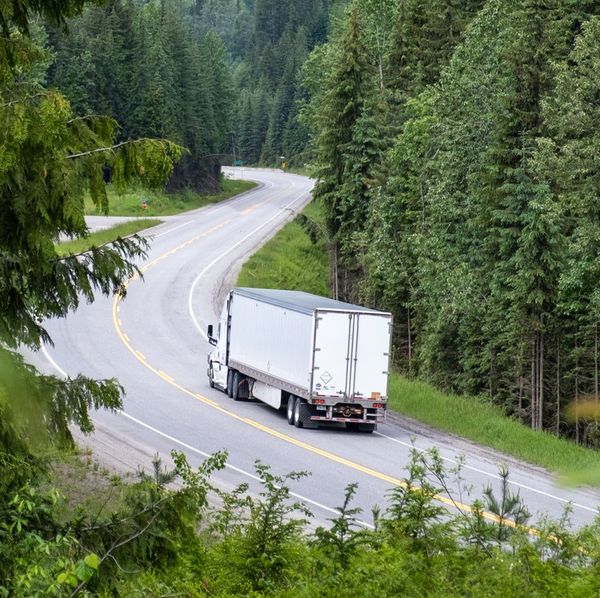 Truck moving freight on the highway