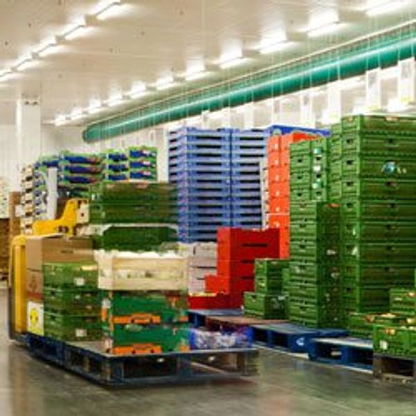 Warehouse full of shipping containers