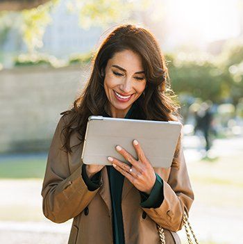 woman with tablet